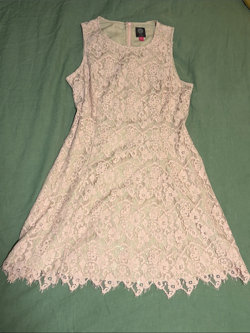 Vince Camuto Blush Pink Sleeveless Lace Dress